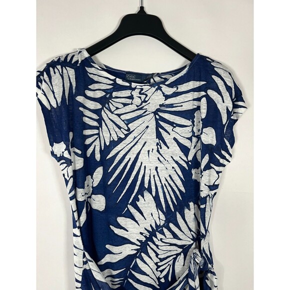 Polo Ralph Lauren Linen Maxi Dress Faux Wrap Medium Floral Resort Wear Tropical - Picture 2 of 10